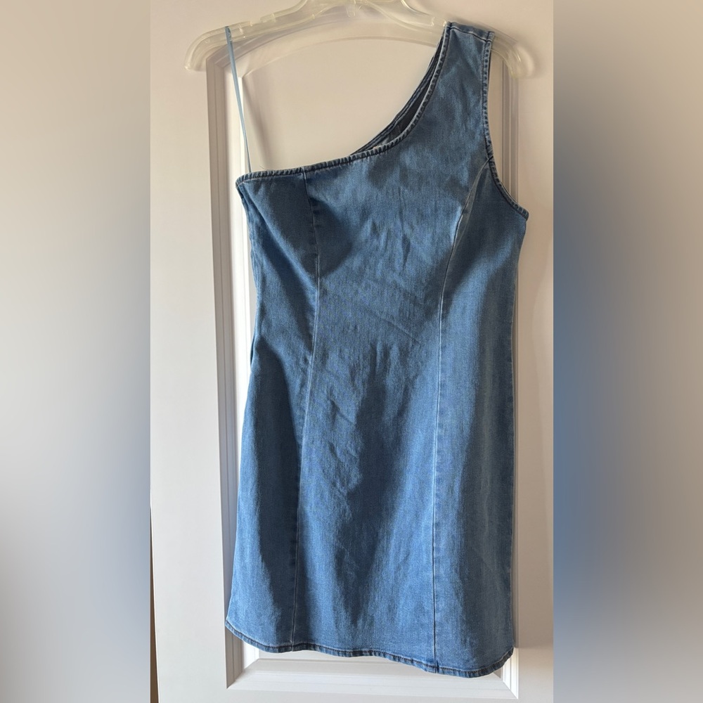 One-Shoulder Denim Dress
